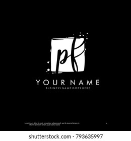 P F initial square logo template vector