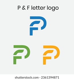 P and F letter logo vector