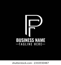 P F Logo-Designvorlage einzeln auf schwarzem Hintergrund