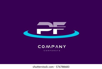 p f pf cyan magenta blue letter combination alphabet vector company logo icon sign design template 
