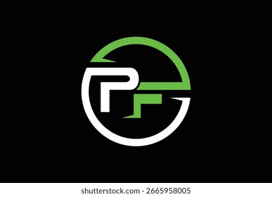 P, F, PF o FP Diseño de logo creativo. Ilustración vectorial.