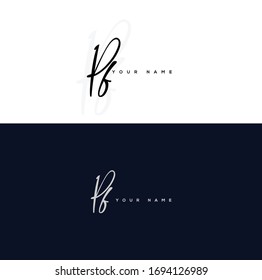 P F PF Initial letter handwriting and signature logo.	