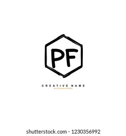 P F PF Initial logo template vector