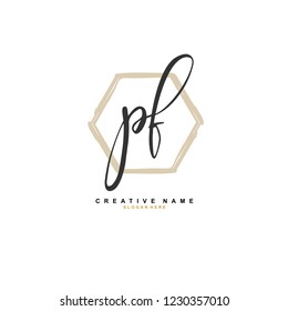 P F PF Initial logo template vector