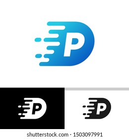 P Fast Logo, P Speed Logo, P Motion Logo, Vector, Illustration.