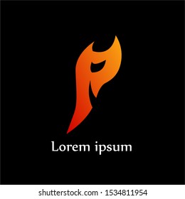 P Fire Flame Letter Logo Icon Design Vector For Company or Brand