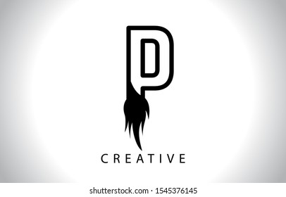 P Flame Letter Logo Icon Design With Fire Flame. P letter design logo concept with black and white colors trendy vector illustration.