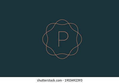 P floral monogram alphabet letter logo for company thin lines. Branding for lettering and identity. Creative template design for business icon