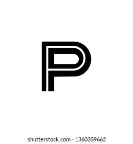 P Font logo. Modern design vector font for title, header, lettering. Corporate Vector abc technology typeface.  