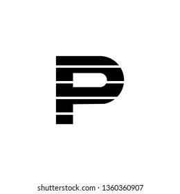 P Font logo. Modern design vector font for title, header, lettering. Corporate Vector abc technology typeface 