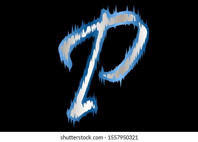 P frozen letter with ice effect vector illustration. Styled ice type for winter decoration, Christmas greeting card, logo, label, company name or web page graphic design element. 