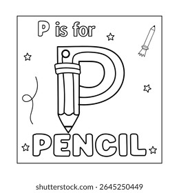 P Fun Alphabet Back to School Coloring Page for Kids
