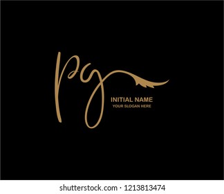 P G Initial Handwriting Logo Template