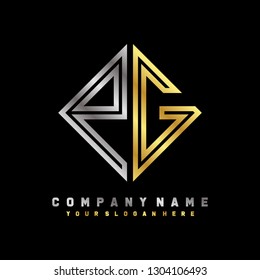 P G initial letter, modern logo design template vector
