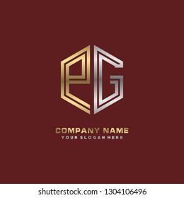 P G initial letter, modern logo design template vector