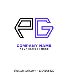 P G initial letter, modern logo design template vector