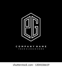 P G initial letter, modern logo design template vector