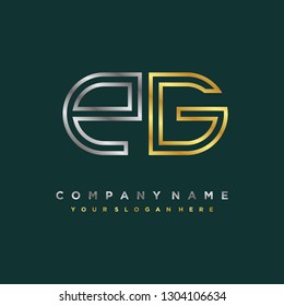 P G initial letter, modern logo design template vector