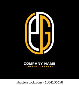 P G initial letter, modern logo design template vector