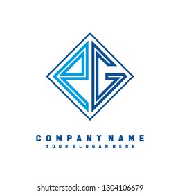 P G initial letter, modern logo design template vector