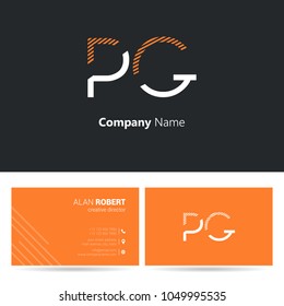 P & G joint logo stroke letter design with business card template