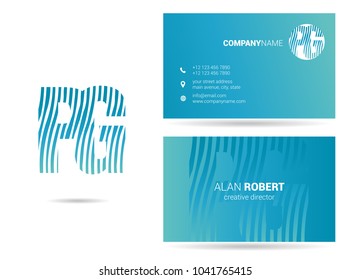 P & G joint logo waves letter design with business card template