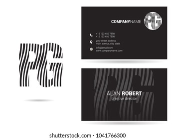 P & G joint logo waves letter design with business card template
