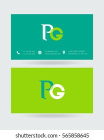 P & G Letter logo design vector element with Business card
