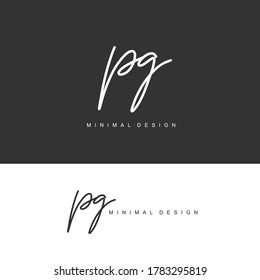 P G PG Initial handwriting or handwritten logo for identity. Logo with signature and hand drawn style.