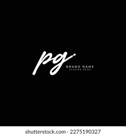 P, G, PG Escritura manuscrita inicial y logotipo del vector de firma