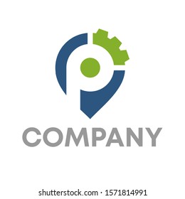 P gear logo vector design template sign