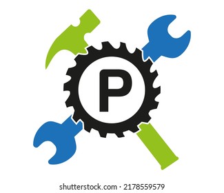 P-Logo, Vektorgrafik mit vollständiger Farbvorlage Symbol