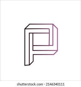 p geometric shape made with lines of gradient stroke gradient