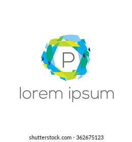 P geometric vector logo template (sign, symbol, icon). Minimal line letter initial N logo. Abstract and elegant shape font sign. logotype vector design template for  branding.