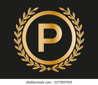 P Gold Letter Design-Vektorgrafik mit goldenen Luxus-Farben und Monogram-Design