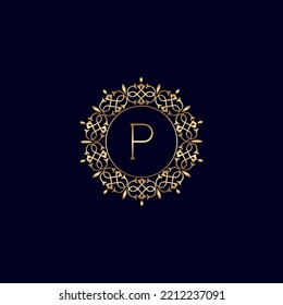 P GOLD ORNATE ROYAL LUXURY LOGO