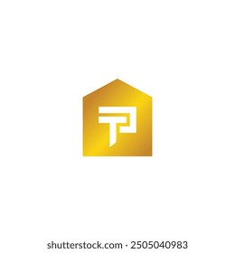 P gold technology square vector design logo