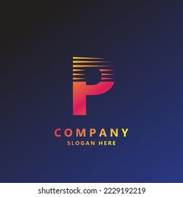 Logo de la letra del alfabeto gradiente P para marca y negocios. Diseño de degradado para uso creativo en la escritura de iconos