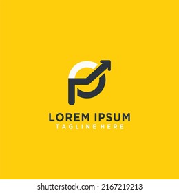 P growth modern minimalist vector logo template