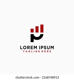 P up growth simple letter logo template