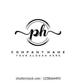 P H Initial handwriting logo vector