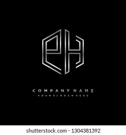 P H initial letter, modern logo design template vector