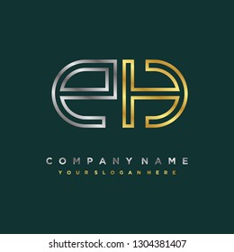 P H initial letter, modern logo design template vector