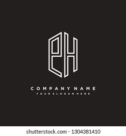 P H initial letter, modern logo design template vector
