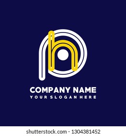 P H initial letter, modern logo design template vector
