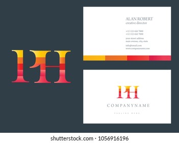P & H joint logo multi color design vector with business card template