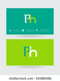 P & H Letter logo design vector element with Business card

