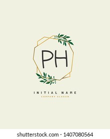 P H PH Beauty vector initial logo,  