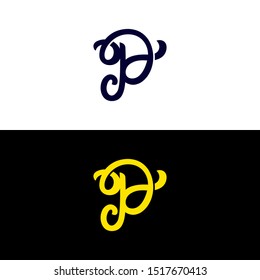 P hand drawn lettering alphabet logo logo