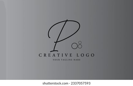 P handwriting black simple creative modern style logo design with gradient background 